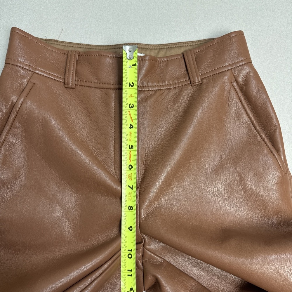 Aritzia Babaton Women Vegan Leather Pants Straight Leg Sz 0 Light Brown - Picture 3 of 11